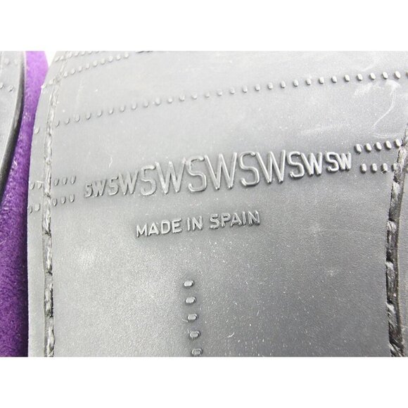 Stuart Weitzman Size 7M Women Purple Suede Leather Jeweled Slip On Loafers Spain - Picture 8 of 13